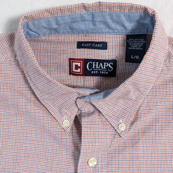 CHAPS MEN'S LONG SLEEVE BUTTON UP FRONT COLLAR SHIRT SIZE LARGE RALPH LAUREN LG - Picture 7 of 16